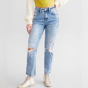 Willow&Root Women's Light Blue Distressed Jeans | Mom Fit